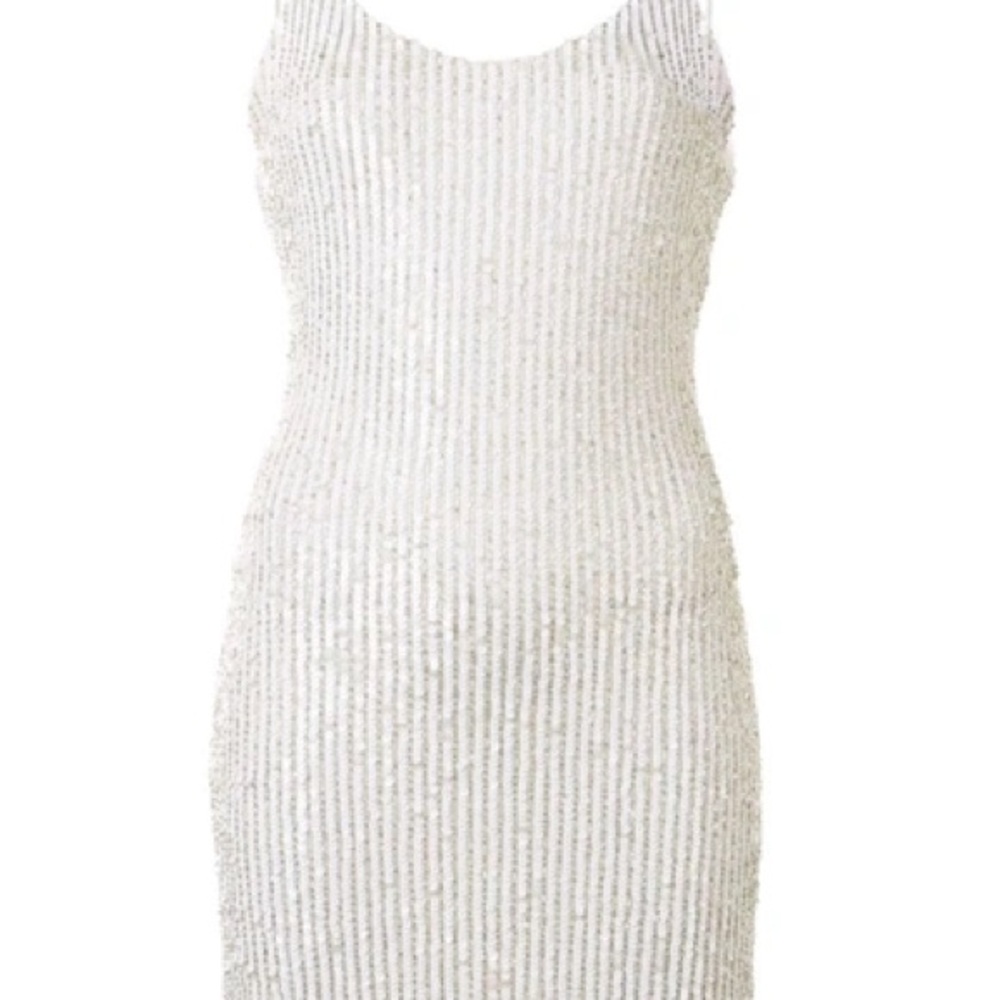 Alice + Olivia White Sequin Mini Dress